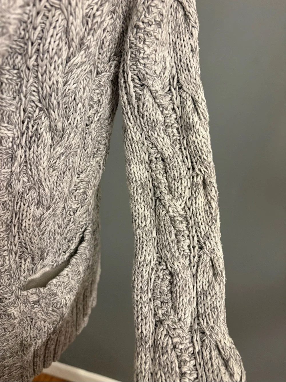 GAP Kids Heather Gray Cable Knit Open-Front Cable Knit Cardigan 100% Cotton